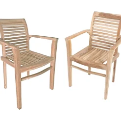 mutoni pleasure Garten Stapelstuhl Java Teak Natur (2-Er Set)><noscript><img width=