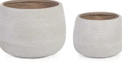 mutoni lifestyle Garten Vase Rigo Niedrig Grau (2-Set)> Gartenvasen Und Pflanzkübel