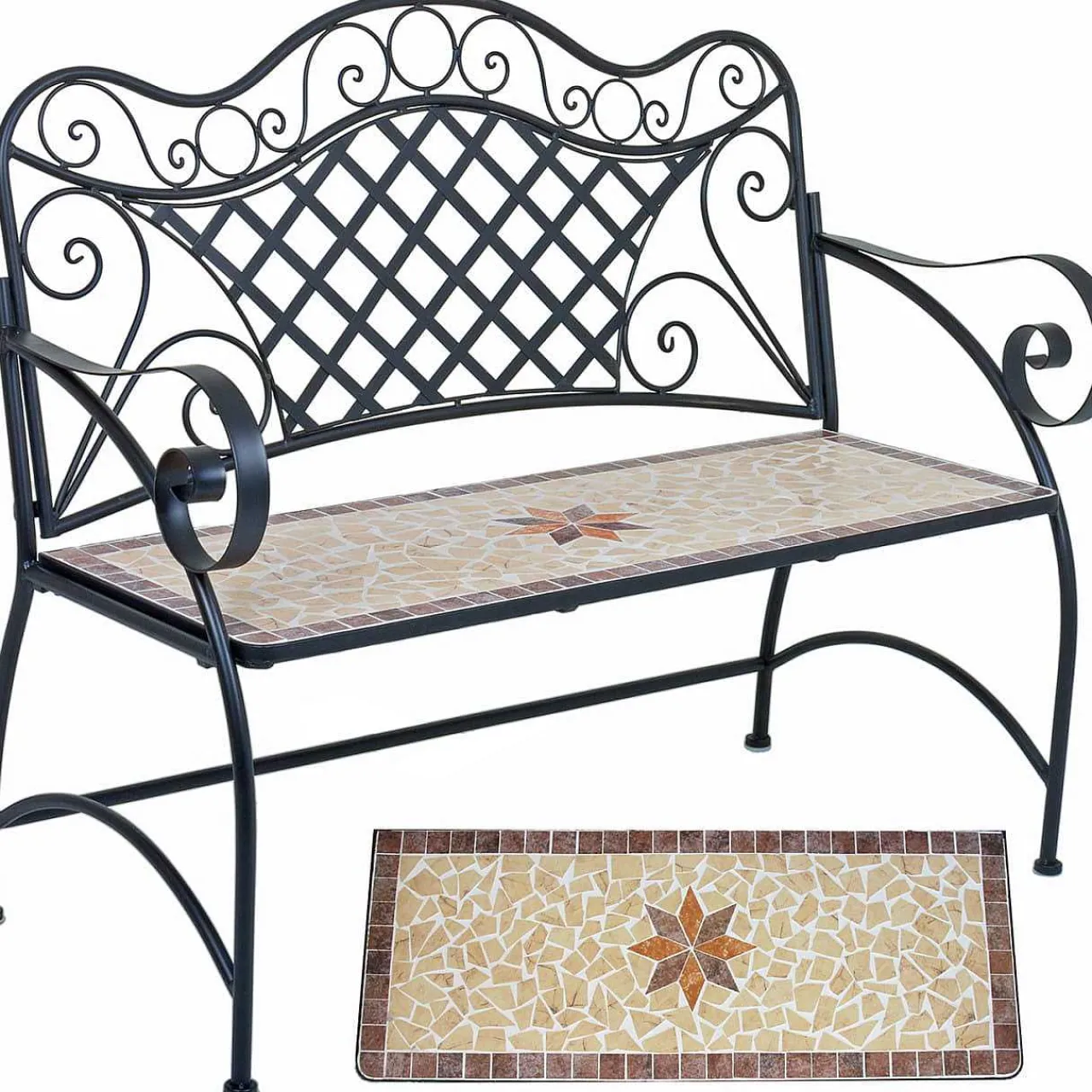 mutoni pleasure Gartenbank Amarillo Mosaik Braun 115> Gartenbänke
