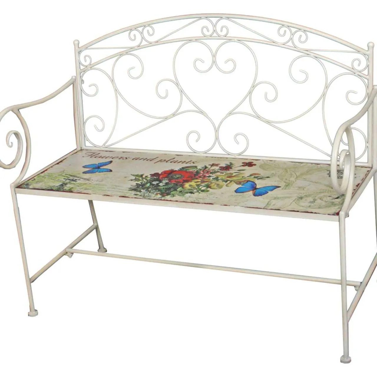 mutoni pleasure Gartenbank Floral Stahl Altweiss 109> Gartenbänke