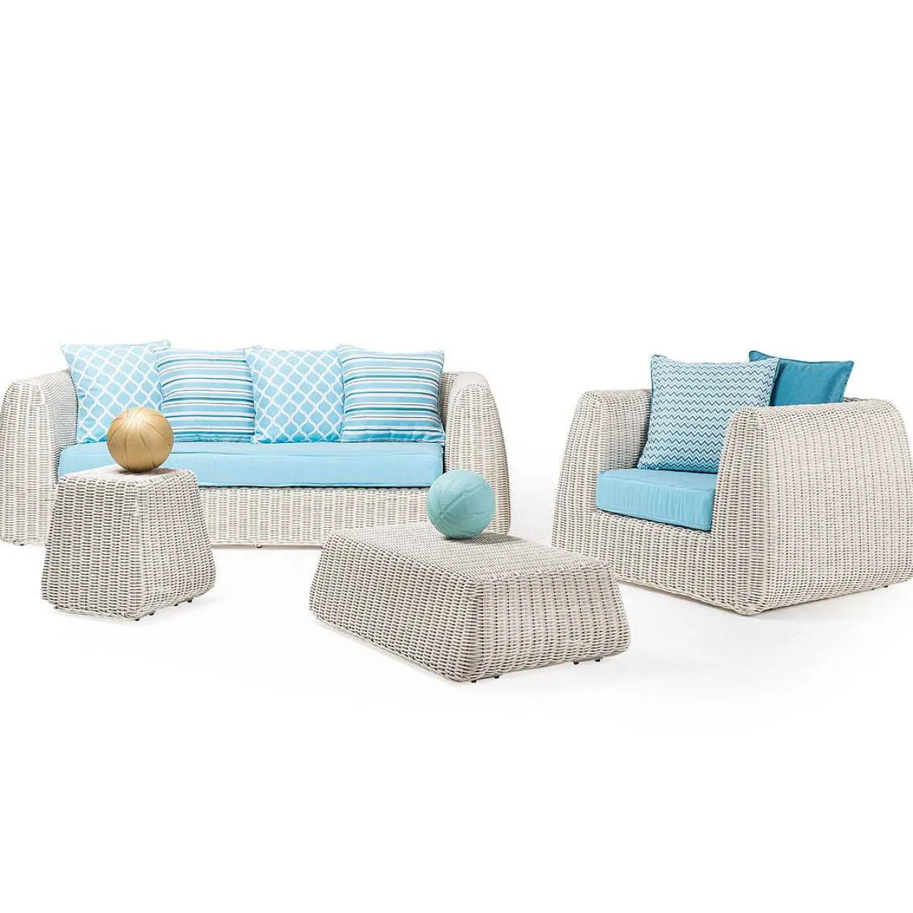 mutoni ethnic Gartenlounge Cactus Polyrattan Bianco Wash 4-Teilig> Gartenlounge