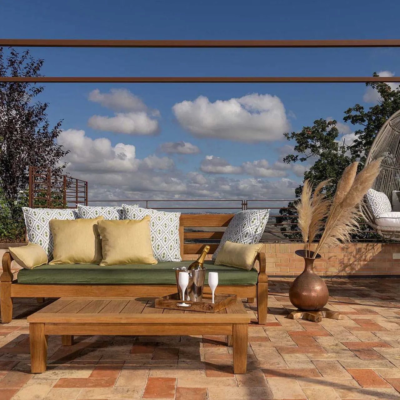 mutoni ethnic Gartenlounge Java Natur Teak (3-Teilig)> Gartenlounge