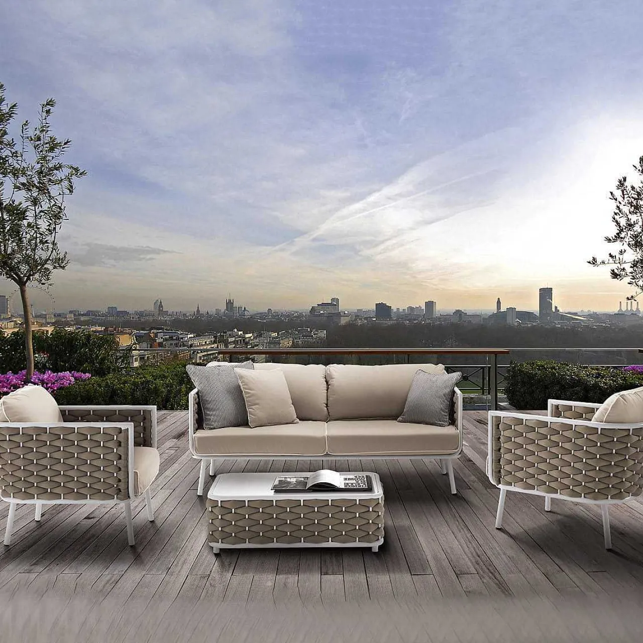 mutoni ethnic Gartenlounge Manhattan Sunproof Grey 4-Teilig> Gartenlounge