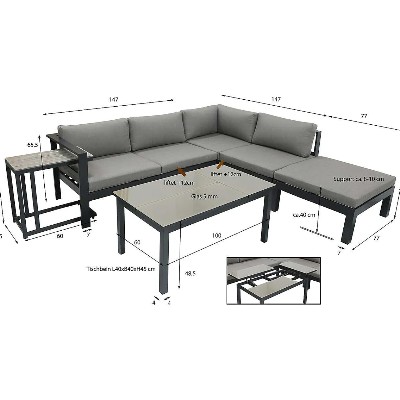 mutoni pleasure Gartenlounge Miranda Grau> Gartenlounge