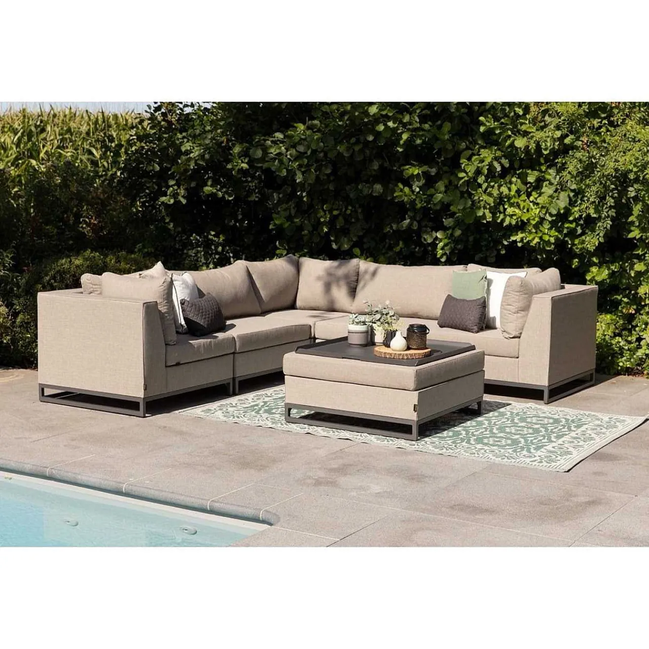 mutoni living Gartenlounge Rhodos Hocker Taupe> Gartenhocker