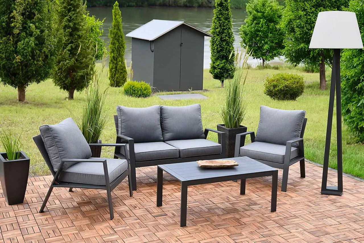 mutoni pleasure Gartenlounge Victoria Anthrazit (4-Er Set)> Gartenlounge