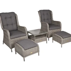 mutoni pleasure Gartensessel-Set Valencia Grau (5-Tlg)><noscript><img width=