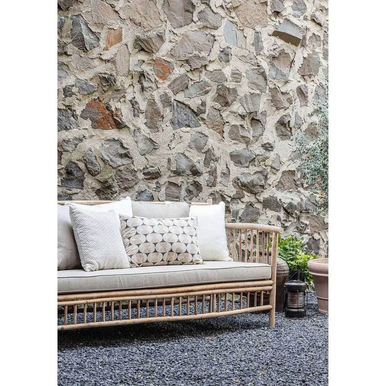 mutoni living Gartensofa Bamboo Inkl. Kissen Grau 185> Gartensofas