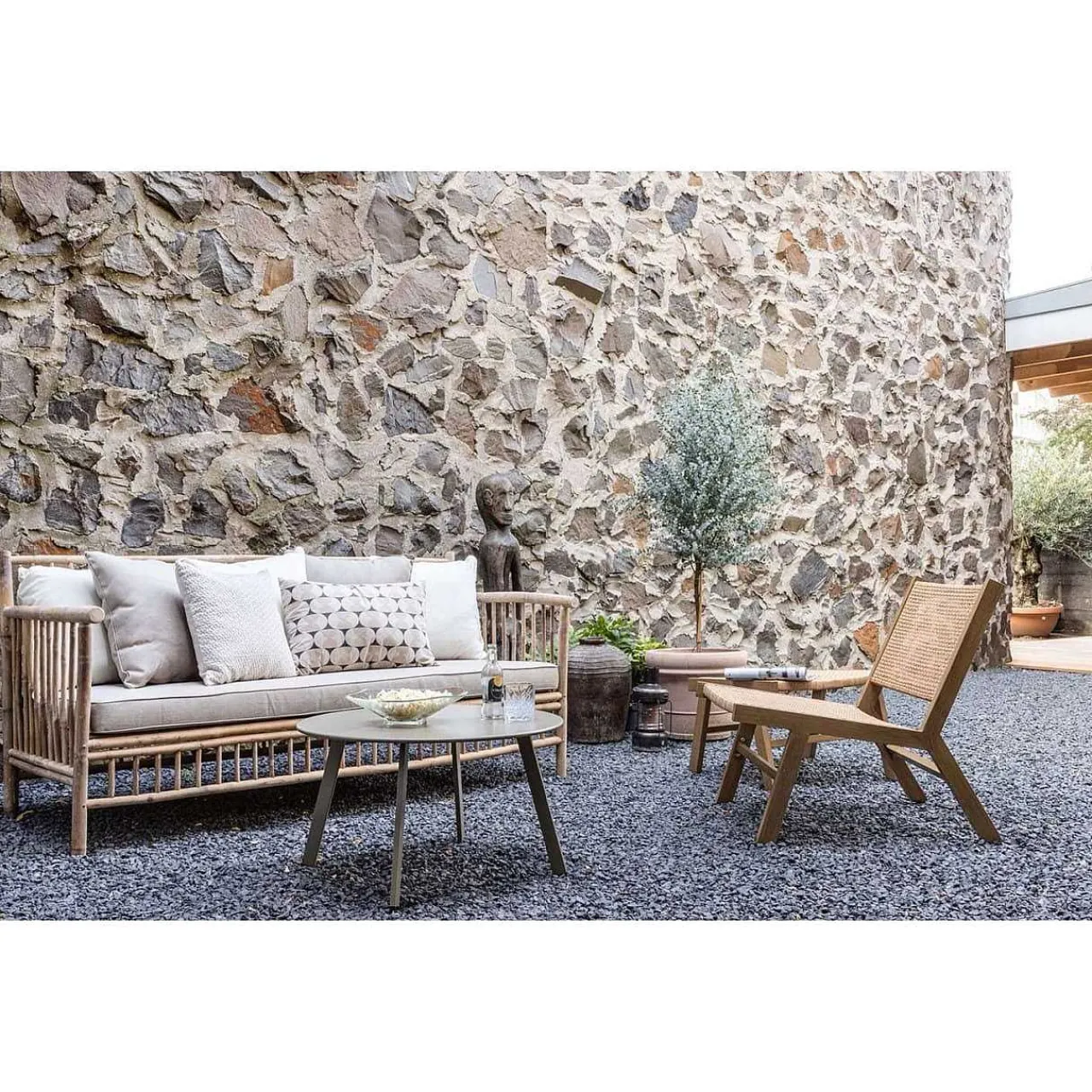 mutoni living Gartensofa Bamboo Inkl. Kissen Grau 185> Gartensofas