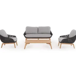 mutoni lifestyle Gartensofa Tamires 3-Sitzer Teakholz Anthrazit> Gartensofas