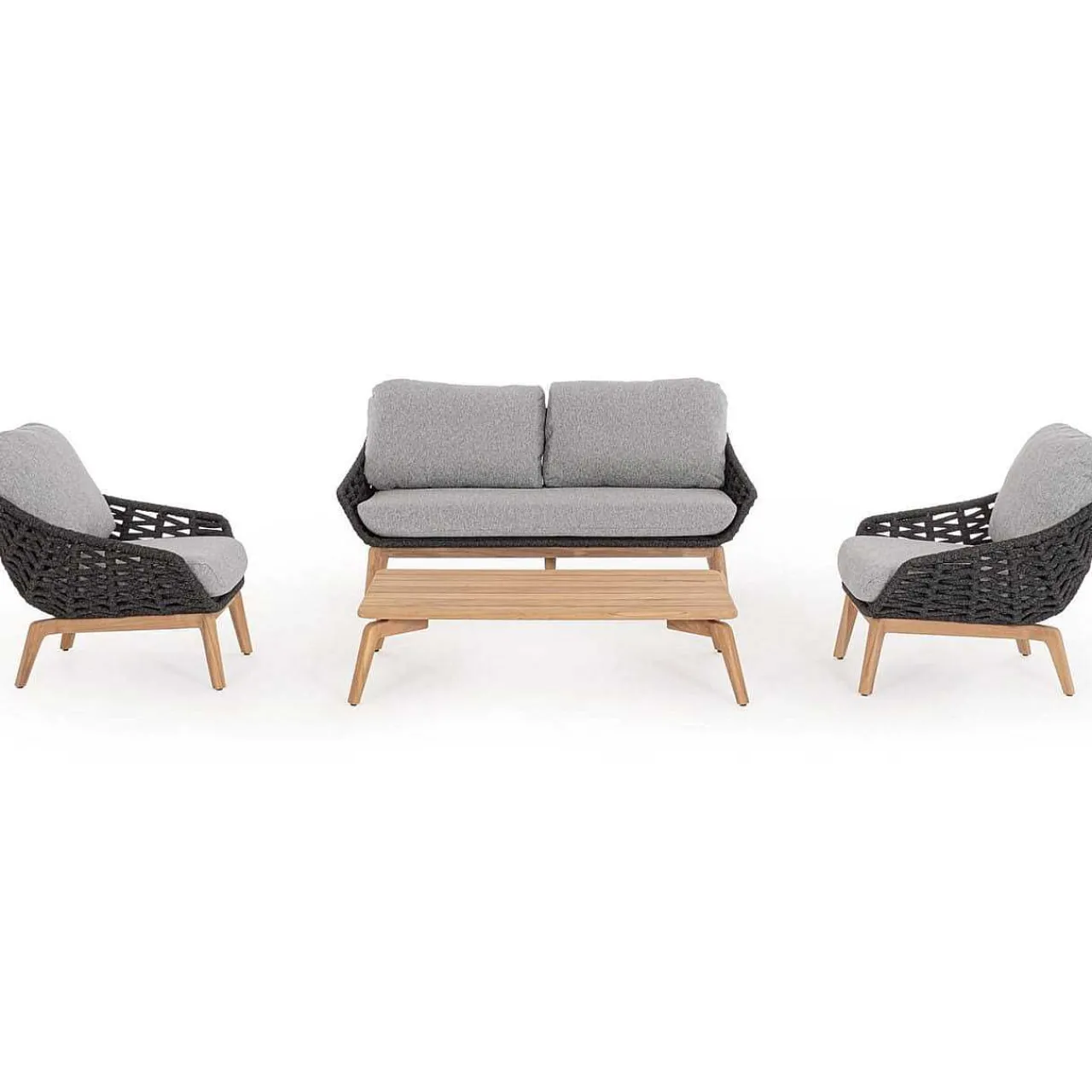 mutoni lifestyle Gartensofa Tamires 3-Sitzer Teakholz Anthrazit> Gartensofas