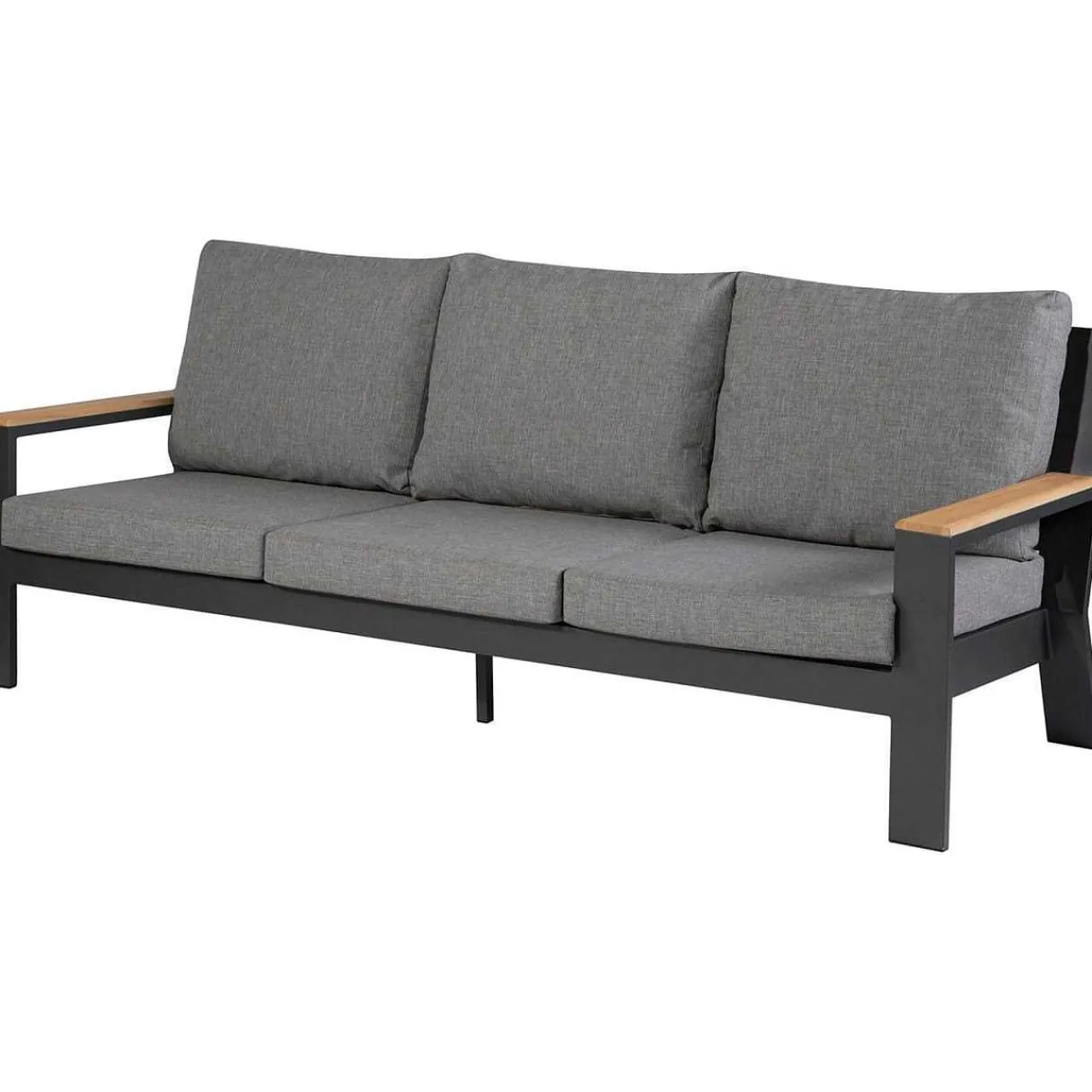 mutoni living Gartensofa Valerie 3-Sitzer Teak Anthrazit 214> Gartensofas