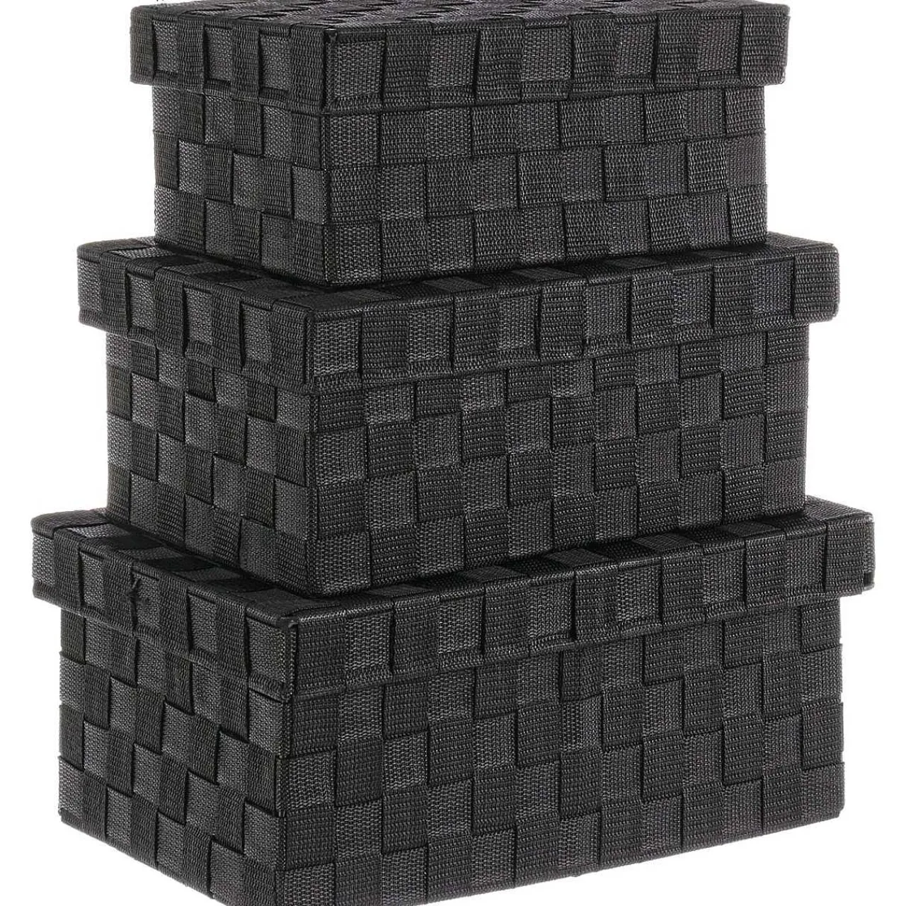 mutoni lifestyle Geflechte Schachtel Schwarz Nylon (3Er-Set)> Kisten & Truhen