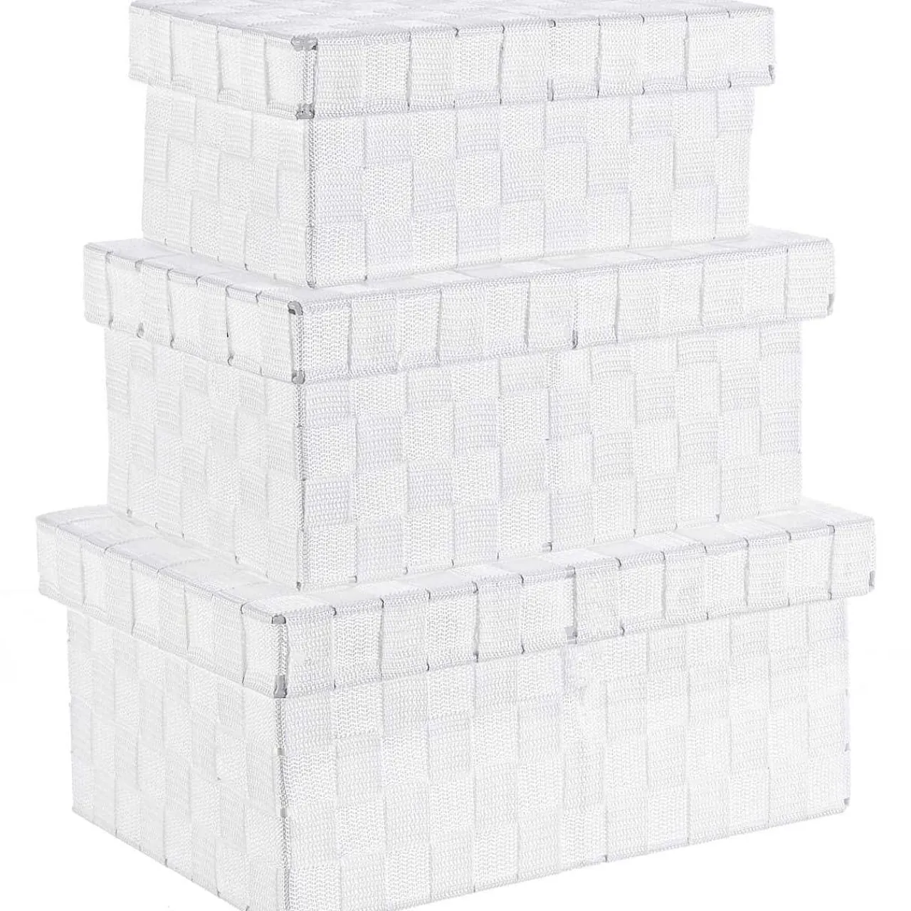 mutoni lifestyle Geflechte Schachtel Weisses Nylon (3Er-Set)> Kisten & Truhen