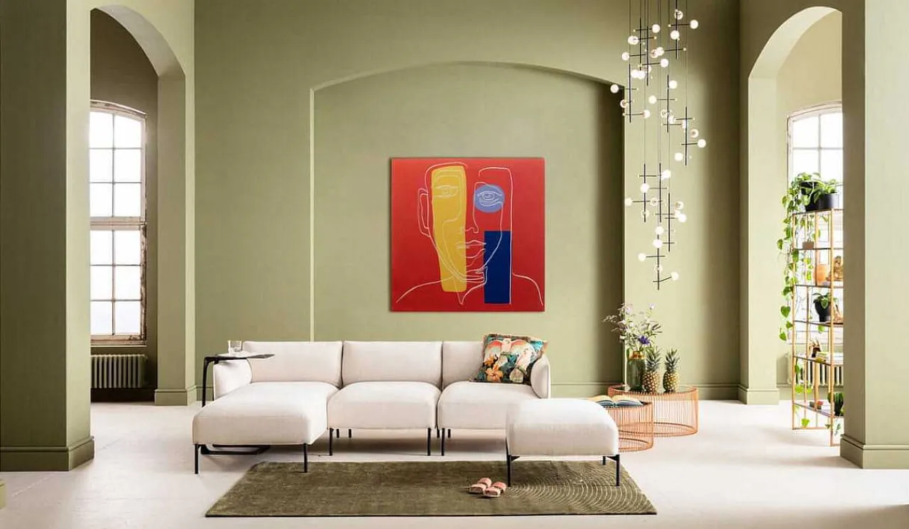 KARE Design Glasbild Art Face Rot 100X100> Glasbilder