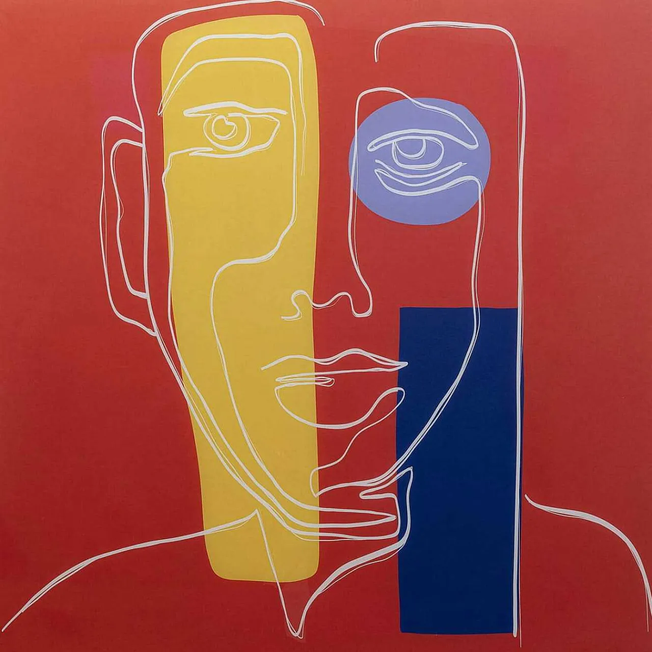 KARE Design Glasbild Art Face Rot 100X100> Glasbilder