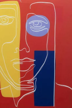 KARE Design Glasbild Art Face Rot 100X100><noscript><img width=