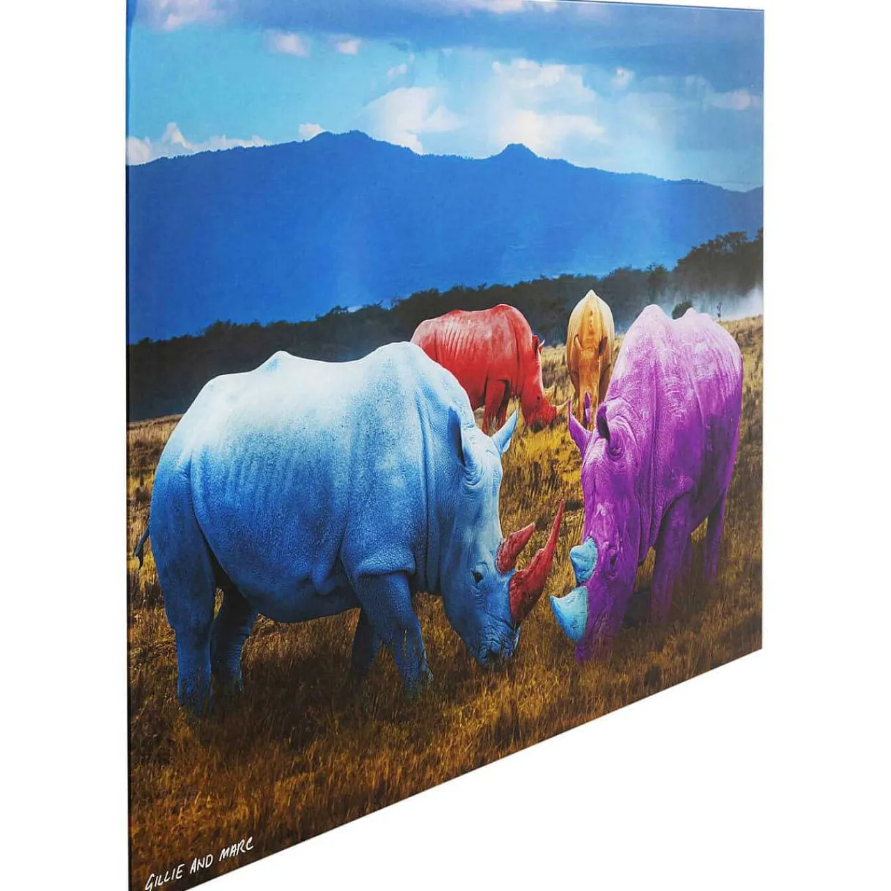 KARE Design Glasbild Rhino Colore 120X80> Glasbilder