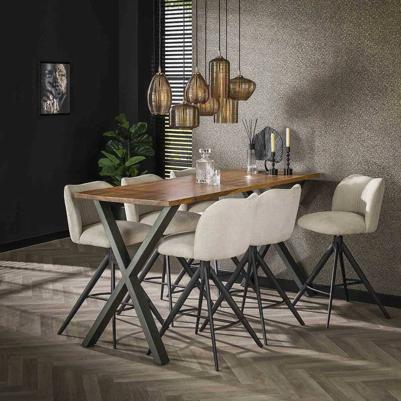mutoni industrial Hangelampe Faixa 7L Braunglas> Hängeleuchten