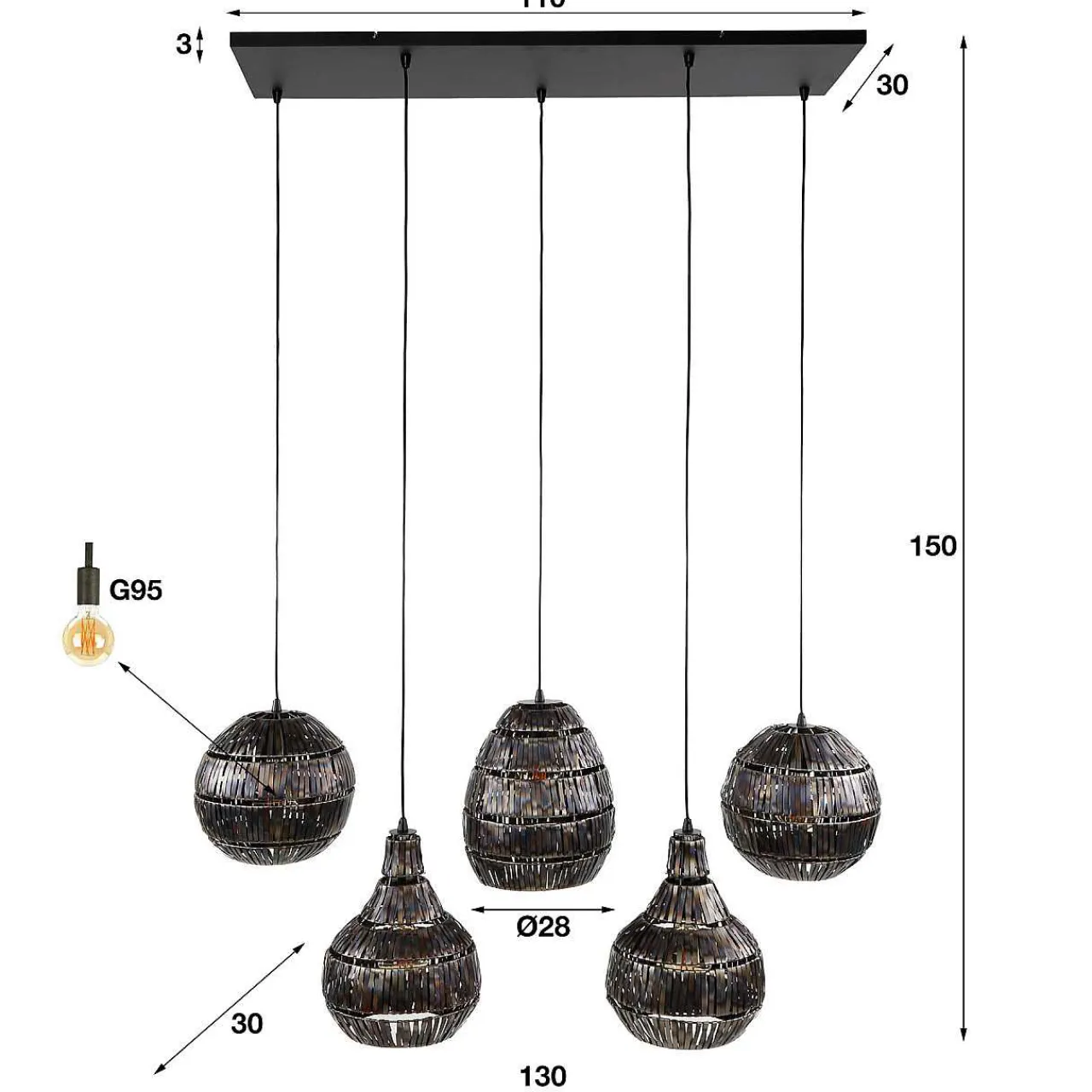 mutoni industrial Hangelampe Strip 5L> Hängeleuchten