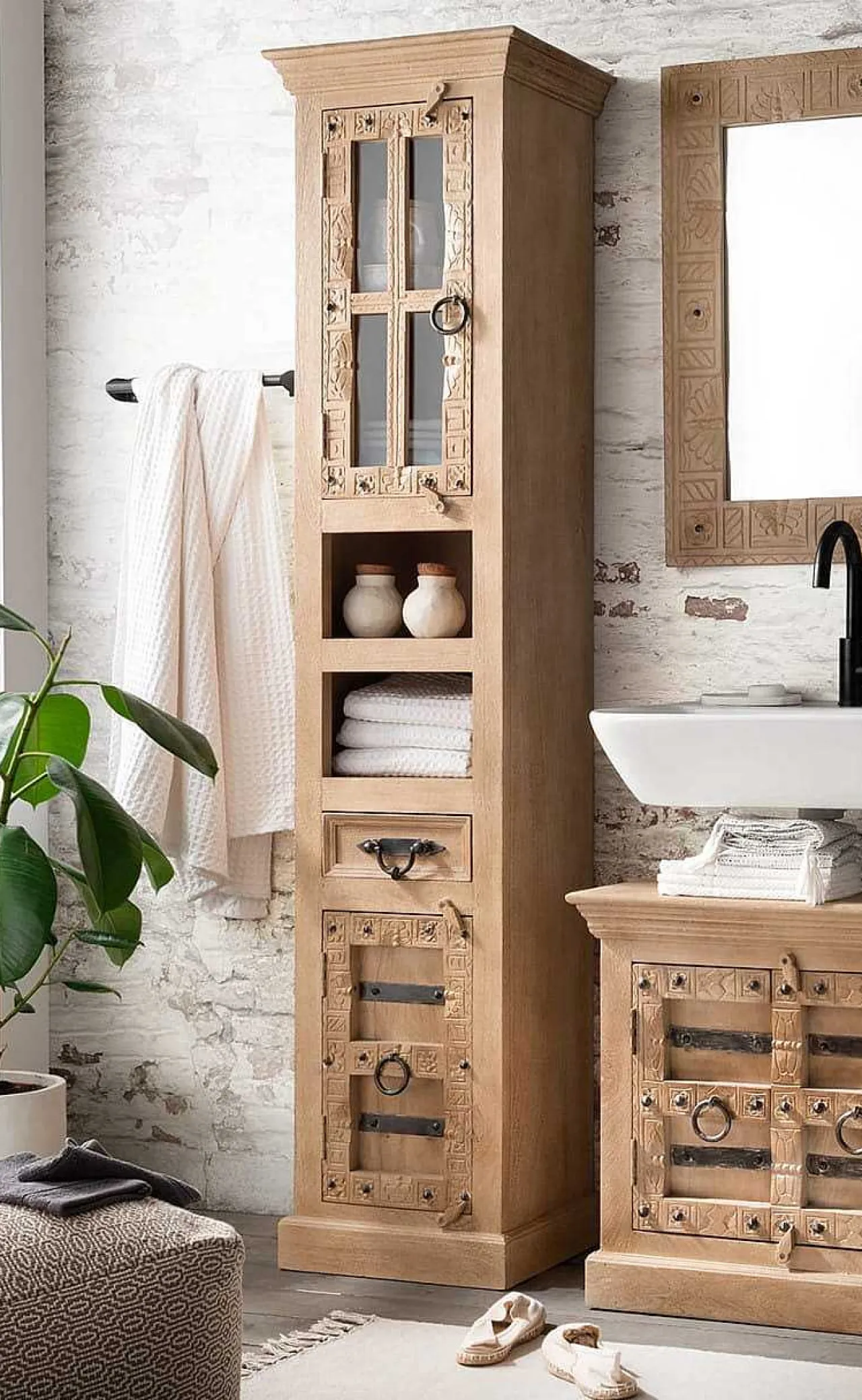 mutoni sweet home Hochschrank Zoprax Mangoholz Natur 188> Badschränke
