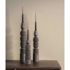 By-Boo Kerzenständer Totem Braun (3Er-Set)> Kerzenständer & -Halter