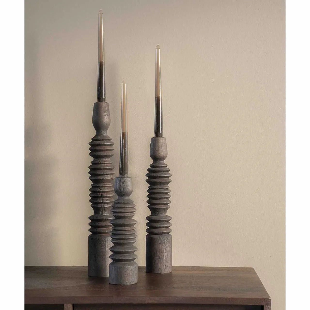 By-Boo Kerzenständer Totem Braun (3Er-Set)> Kerzenständer & -Halter