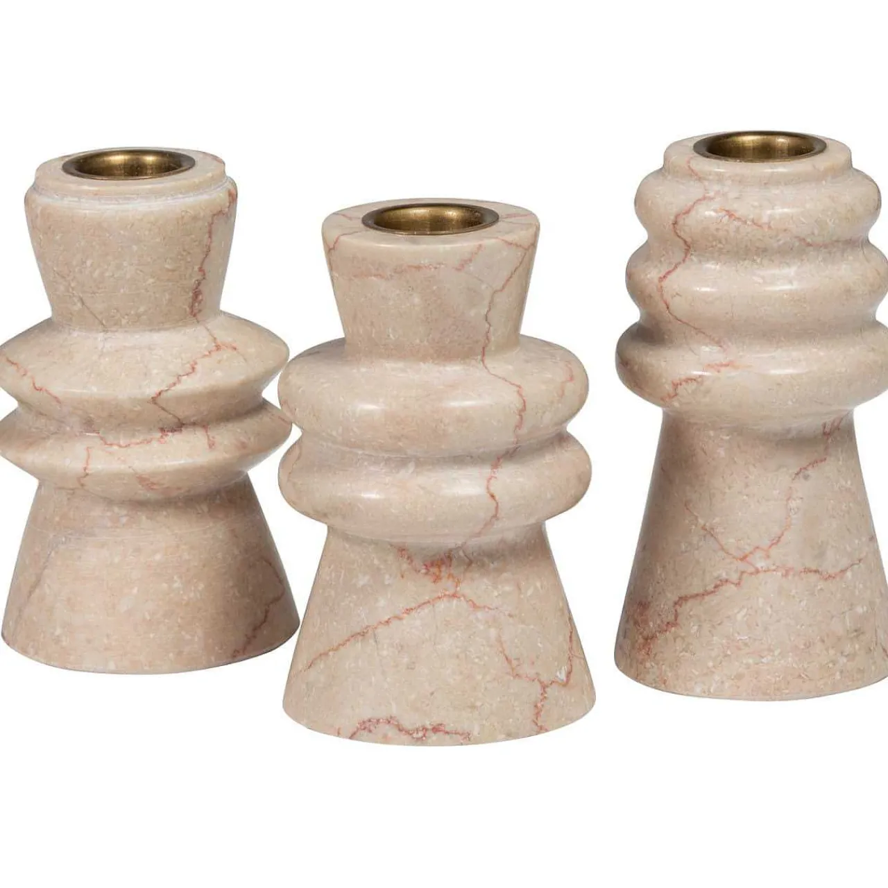 mutoni living Kerzenständer Troop Marmor Natur (3Er-Set)> Kerzenständer & -Halter
