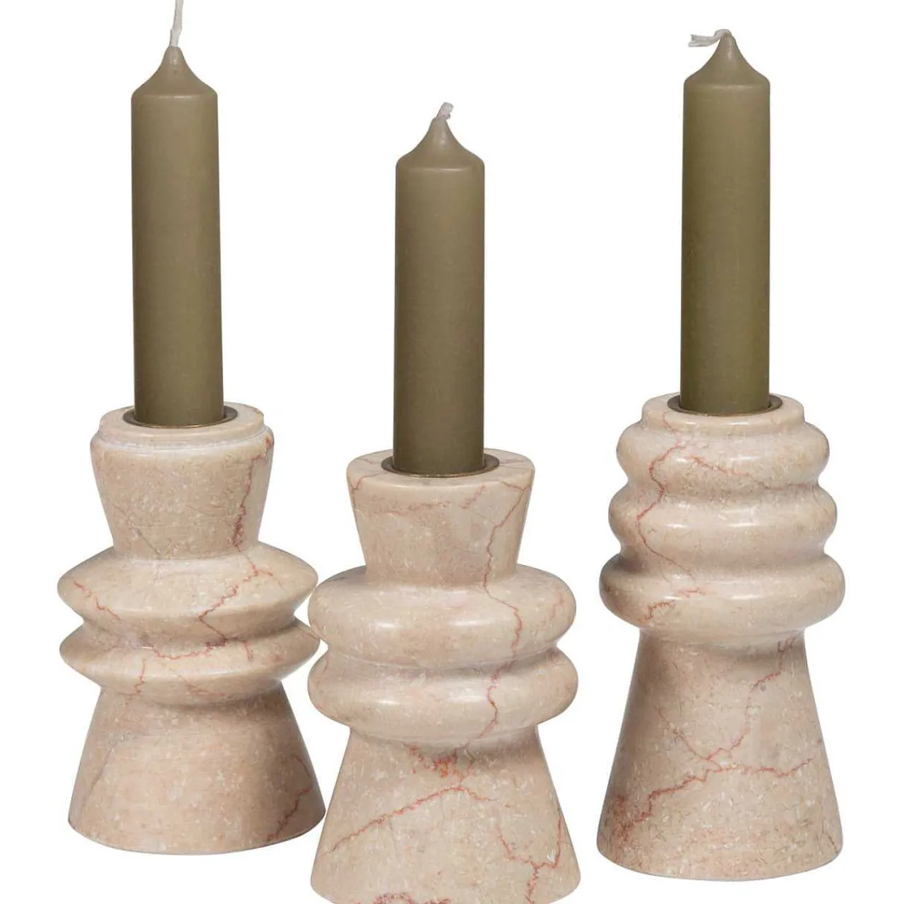 mutoni living Kerzenständer Troop Marmor Natur (3Er-Set)> Kerzenständer & -Halter