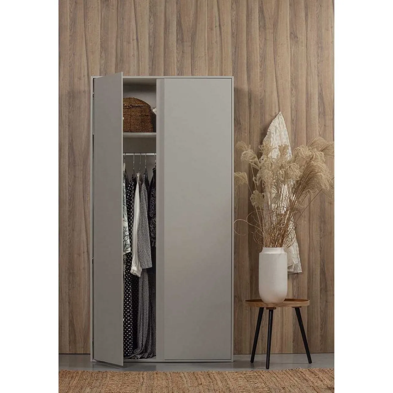 mutoni living Kleiderschrank Maevy Kiefer Cloud Grey 200X100> Kleiderschränke