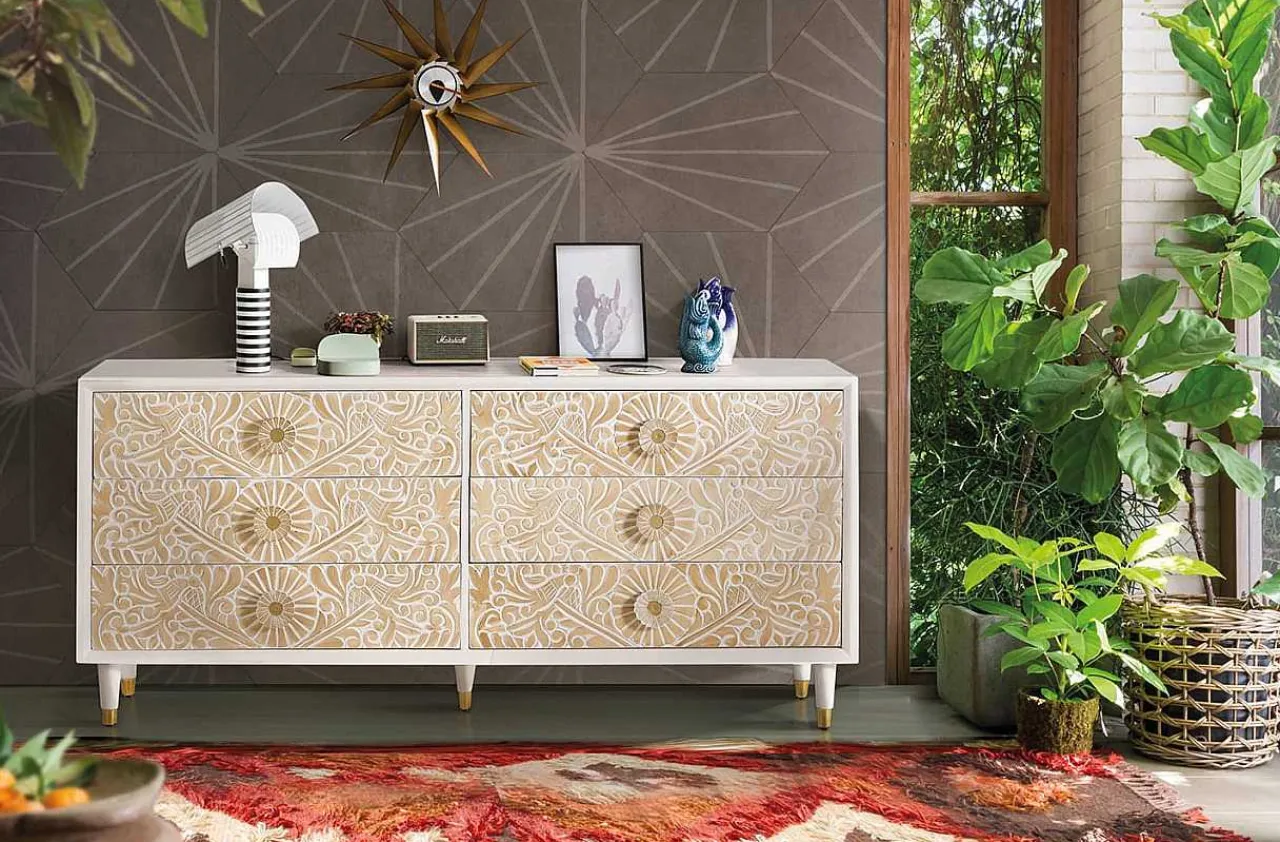 mutoni inspiration Kommode Antigua Mangoholz Weiss 170X80> Kommoden