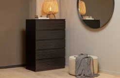 mutoni living Kommode Jente 5 Schubladen Kiefer Tiefschwarz Fsc> Highboards