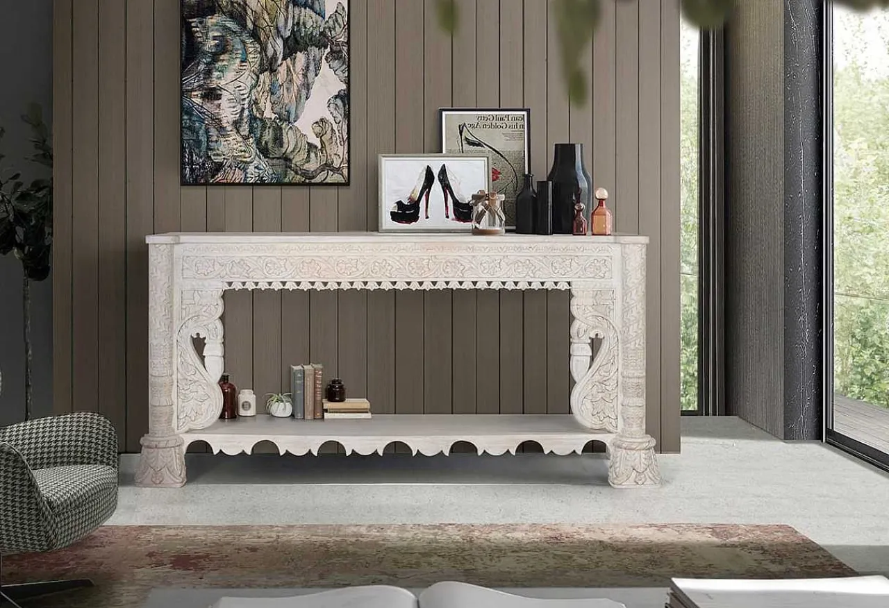 mutoni inspiration Konsole Antique Mangoholz Antikweiss 180X90> Konsolentische
