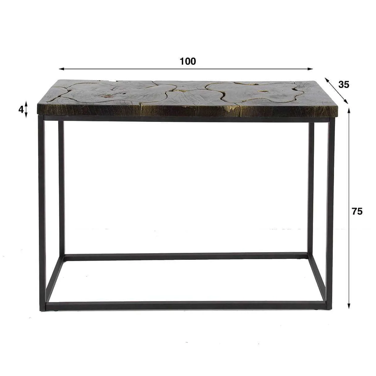 mutoni industrial Konsolentisch Black&Gold Teak> Konsolentische