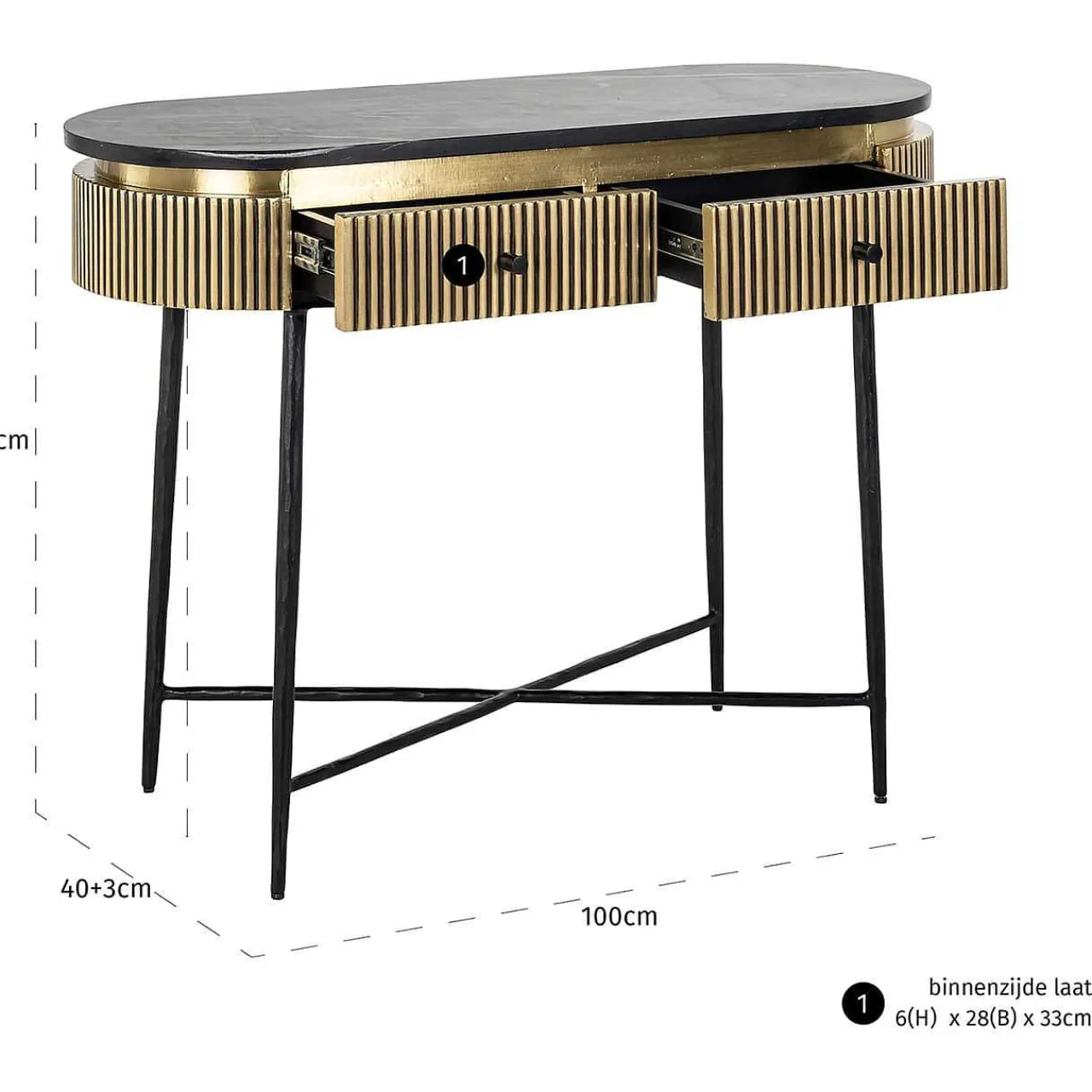 Richmond Interiors Konsolentisch Ironville Marmor Gold 100> Konsolentische
