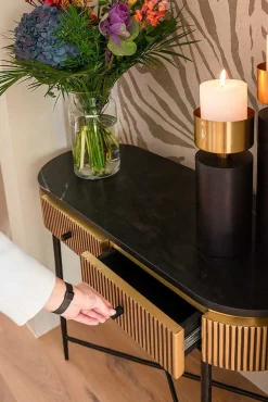 Richmond Interiors Konsolentisch Ironville Marmor Gold 100><noscript><img width=