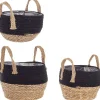mutoni lifestyle Korb Aletha Schwarz Natur Rund (3Er-Set)> Boxen & Körbe