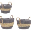 mutoni lifestyle Korb Alyce Grau Natur Rund (3Er-Set)> Boxen & Körbe