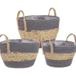 mutoni lifestyle Korb Alyce Grau Natur Rund (3Er-Set)> Boxen & Körbe