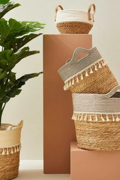 mutoni lifestyle Korb Bridget Grau Natur Rund (3Er-Set)> Boxen & Körbe