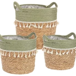 mutoni lifestyle Korb Bridget Grun Natur Rund (3Er-Set)> Boxen & Körbe