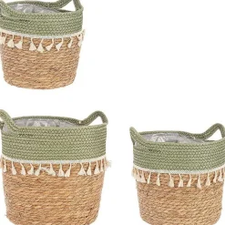 mutoni lifestyle Korb Bridget Grun Natur Rund (3Er-Set)> Boxen & Körbe