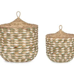 mutoni lifestyle Korb Namibia Grun Rund (2Er-Set)> Boxen & Körbe