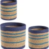 mutoni lifestyle Korb Ylenia Hoch Rund Natur-Blau (3Er-Set)> Boxen & Körbe