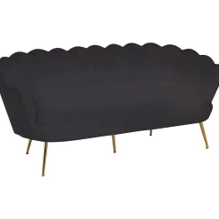 mutoni casual Muschelsofa 3-Sitzer Samt Schwarz> Stoffsofas