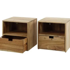 mutoni industrial Nachttisch Flat Akazie Natur (2Er-Set)> Schlafzimmer