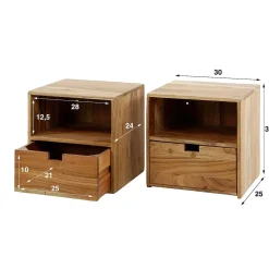 mutoni industrial Nachttisch Flat Akazie Natur (2Er-Set)> Schlafzimmer