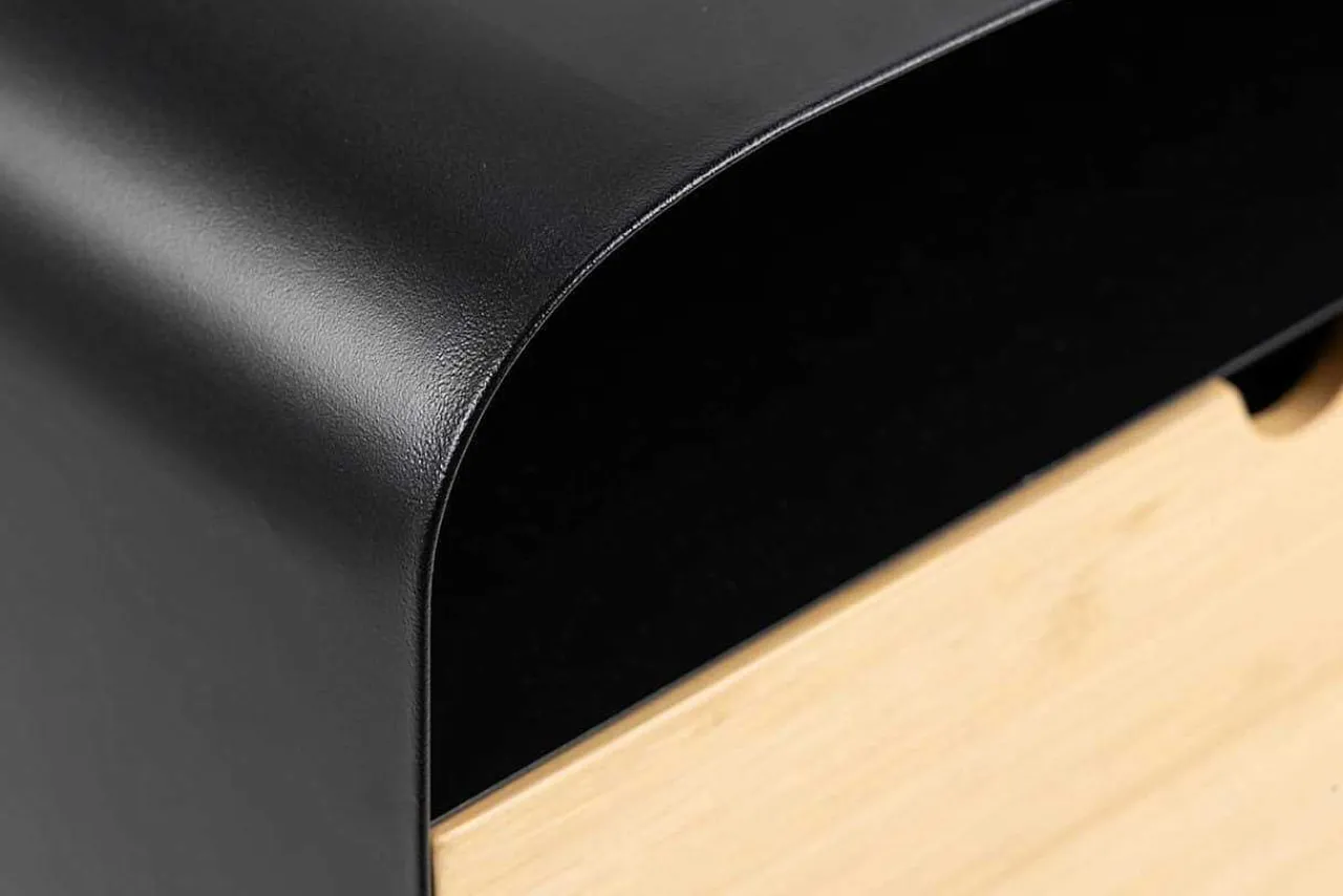 mutoni scandi Nachttisch Imogen Stahl Schwarz Natur 35X25> Schlafzimmer