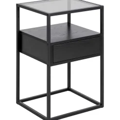 mutoni scandi Nachttisch Randall Glas Schwarz 40X35> Schlafzimmer