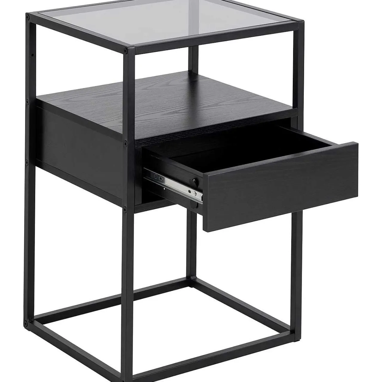mutoni scandi Nachttisch Randall Glas Schwarz 40X35> Schlafzimmer